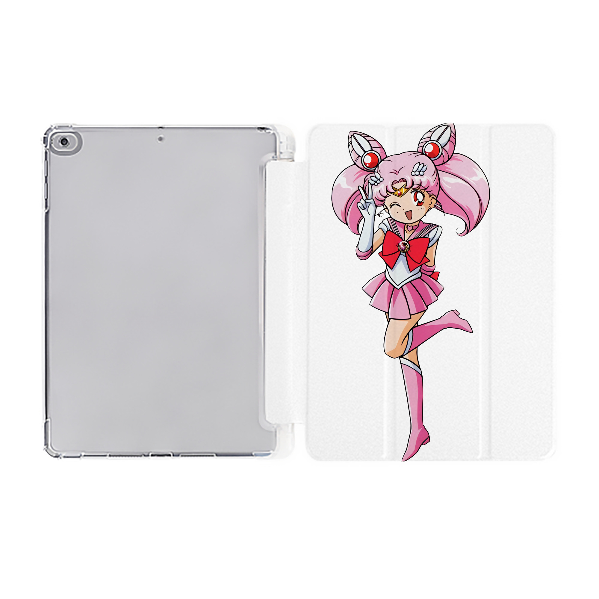 （画像用） 美少女戦士セーラームーン ちびうさ Sailor Moon Chibiusa Tsukino Usagi Small Lady Serenity IPad ケース ペン収納付き 三つ折りスタンド PUレザー×シリコン 対応機種9.5/10.5/10.9インチ